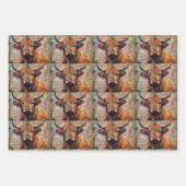 Cute Highland Cow Portrait Ephemera Inpakpapier Vel (Voorkant 3)
