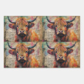 Cute Highland Cow Portrait Ephemera Inpakpapier Vel (Voorkant 2)