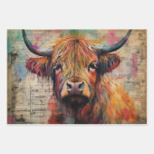 Cute Highland Cow Portrait Ephemera Inpakpapier Vel (Voorkant)