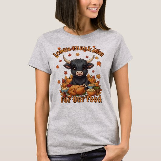 Cute Highland Cow Thanksgiving Feast Tee T-shirt (Voorkant)