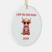Cute Highland Cow Valentine Heart Glasses Coffee m Keramisch Ornament (Rechts)