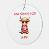 Cute Highland Cow Valentine Heart Glasses Coffee m Keramisch Ornament (Links)