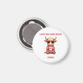 Cute Highland Cow Valentine Heart Glasses Coffee m Magneet (Voorkant / Achterkant)