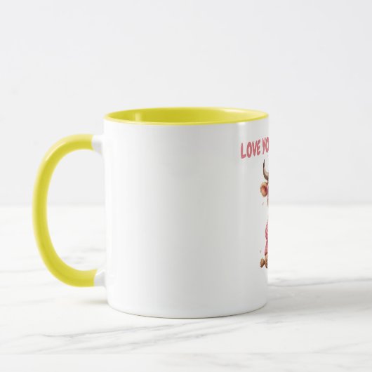 Cute Highland Cow Valentine Heart Glasses Coffee m Mok (Links)