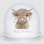Cute Highland Cow with Christmas Lights  Sneeuwbol (Voorkant)
