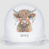 Cute Highland Cow with Christmas Lights  Sneeuwbol (Achterkant)