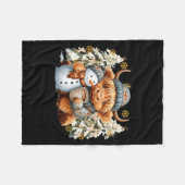 Cute Highland Cow With Snowman Hot Cocoa Christmas Fleece Deken (Voorkant (Horizontaal))
