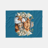 Cute Highland Cow With Snowman Hot Cocoa Christmas Fleece Deken (Voorkant (Horizontaal))