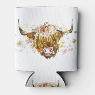 Cute Highland Floral Koe Blikjeskoeler