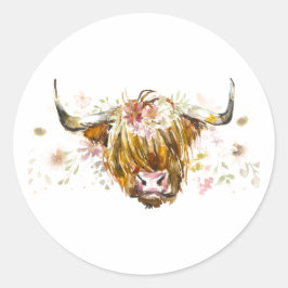 Cute Highland Floral Koe Stickers