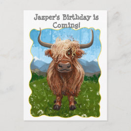 Cute Highland Koe Aankondigingskaart