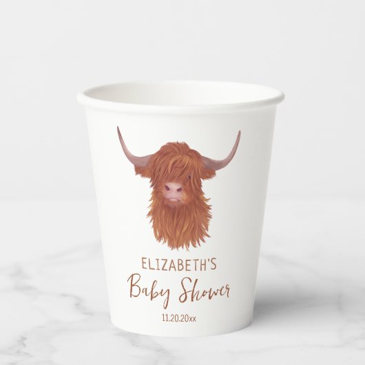 Cute Highland Koe Baby shower Papieren Bekers (Voorkant)