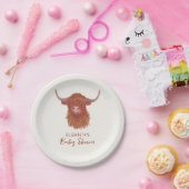 Cute Highland Koe Baby shower Papieren Bordje (Feest)