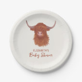 Cute Highland Koe Baby shower Papieren Bordje (Voorkant)