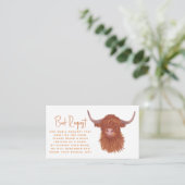 Cute Highland Koe Book Request Baby shower Informatiekaartje (Staand voorkant)