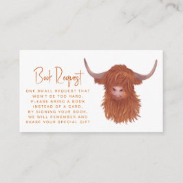 Cute Highland Koe Book Request Baby shower Informatiekaartje