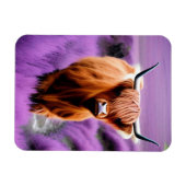 Cute Highland Koe in Lavender Field Magneet (Horizontaal)