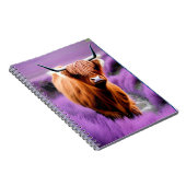 Cute Highland Koe in Lavender Field Notitieboek (Rechterzijde)