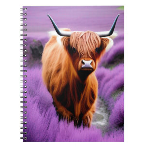 Cute Highland Koe in Lavender Field Notitieboek