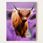 Cute Highland Koe in Lavender Field Planner (Achterkant)