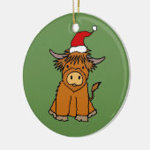 Cute Highland Koe in Santa hat Kerstmis Keramisch Ornament (Links)