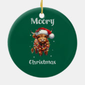 Cute Highland Koe Kerstmis Keramisch Ornament (Achterkant)