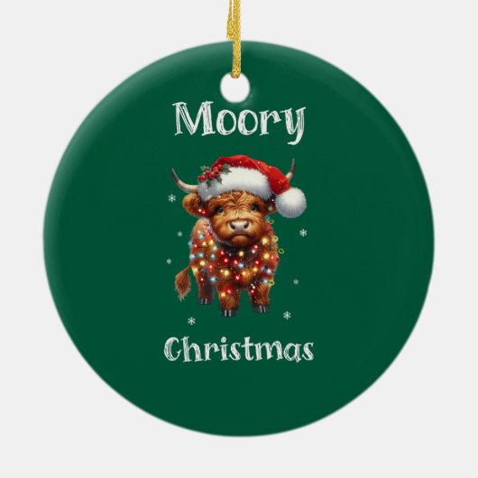 Cute Highland Koe Kerstmis Keramisch Ornament (Achterkant)