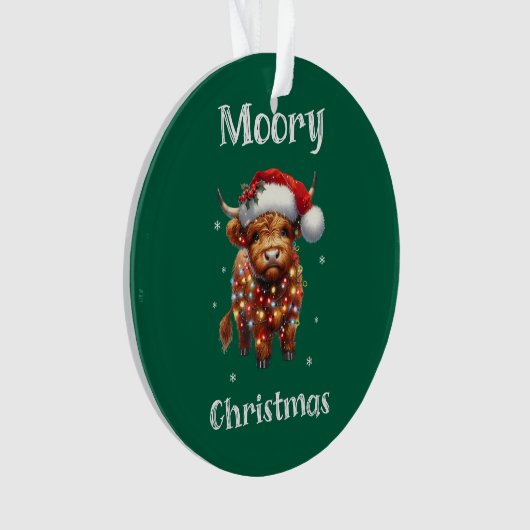 Cute Highland Koe Kerstmis Ornament (voorkant)