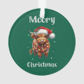 Cute Highland Koe Kerstmis Ornament (achterkant)