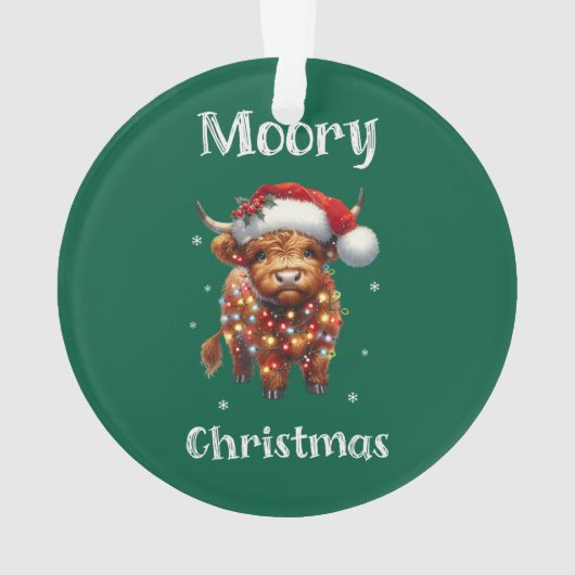 Cute Highland Koe Kerstmis Ornament (achterkant)
