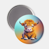 Cute Highland Koe Magneet (Voorkant / Achterkant)