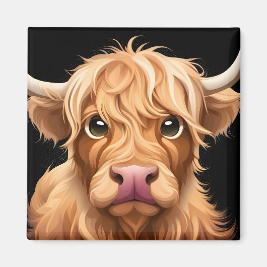 Cute Highland Koe Magneet (Voorkant)