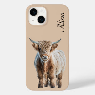 Cute Highland Koe met naam Case-Mate iPhone 14 Hoesje
