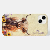 Cute Highland Koe met naam Case-Mate iPhone Case (Achterkant (horizontaal))