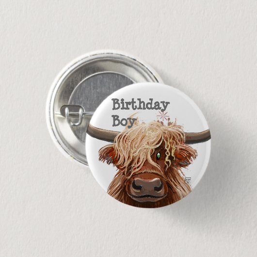 Cute Highland Koe Ronde Button 3,2 Cm (Voorkant /achterkant)