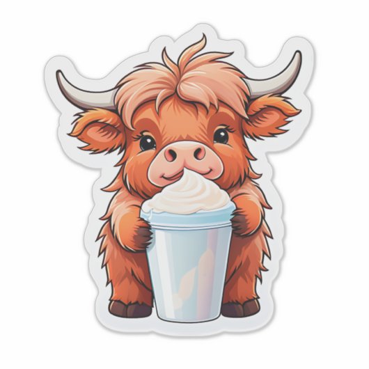 Cute Highland Koe Sticker (Voorkant)