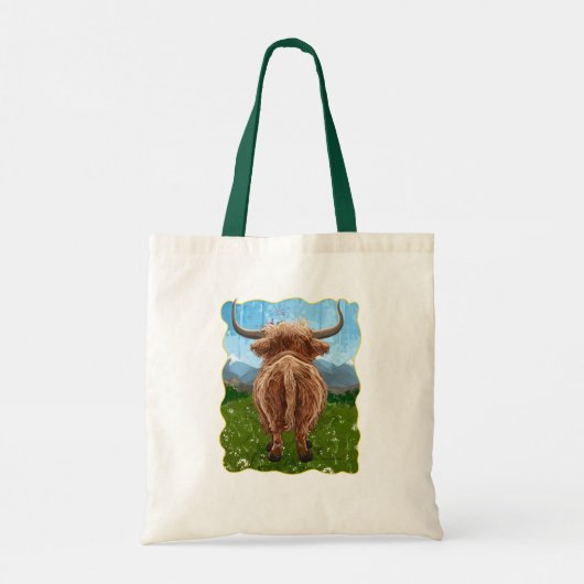 Cute Highland Koe Tote Bag (Achterkant)