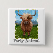 Cute Highland Koe Vierkante Button 5,1 Cm (Voorkant)