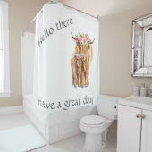 Cute Highland Koeien met bloemen Douchegordijn (In situ)