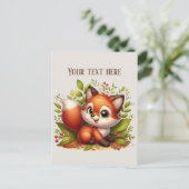 Cute hiking fox lovers customizable  briefkaart (Staand voorkant)