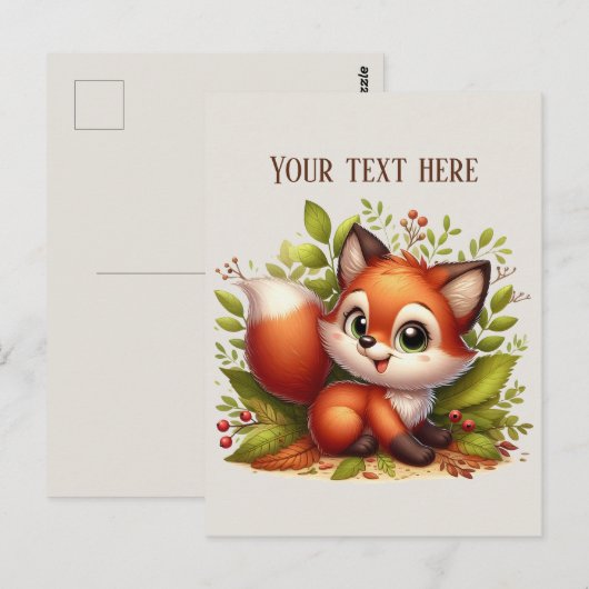 Cute hiking fox lovers customizable  briefkaart (Voorkant / Achterkant)