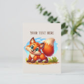 Cute hiking fox lovers customizable briefkaart (Staand voorkant)