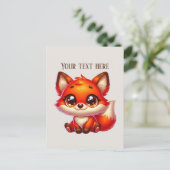 Cute hiking fox lovers customizable  briefkaart (Staand voorkant)