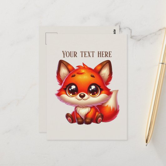 Cute hiking fox lovers customizable  briefkaart (Voorkant / Achterkant in situ)