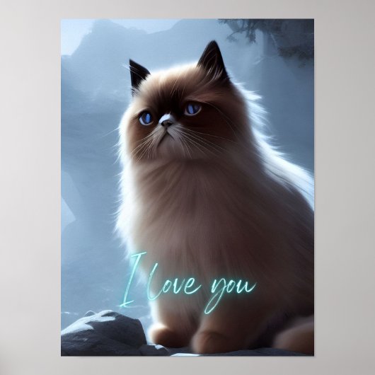 Cute Himalayan Kat Quote I Love You Muurkunst Poster (Voorkant)