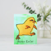 Cute hip Easter chick retro illustratie Feestdagenkaart (Staand voorkant)