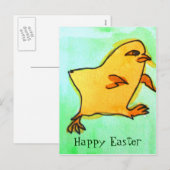 Cute hip Easter chick retro illustratie Feestdagenkaart (Voorkant / Achterkant)