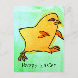 Cute hip Easter chick retro illustratie Feestdagenkaart