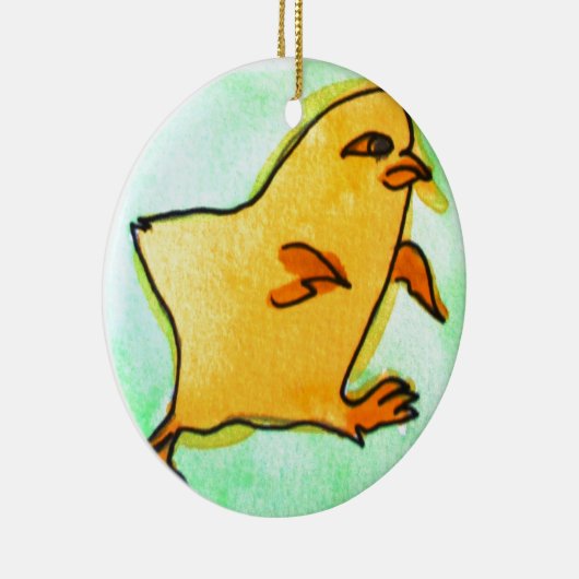Cute hip Easter chick retro illustratie Keramisch Ornament (Rechts)
