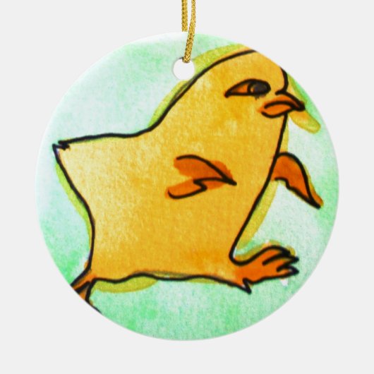 Cute hip Easter chick retro illustratie Keramisch Ornament (Voorkant)